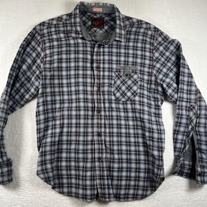 EQ Shirt Mens Large Gray Plaid Flannel Lined Long Sleeve Button Up Casual